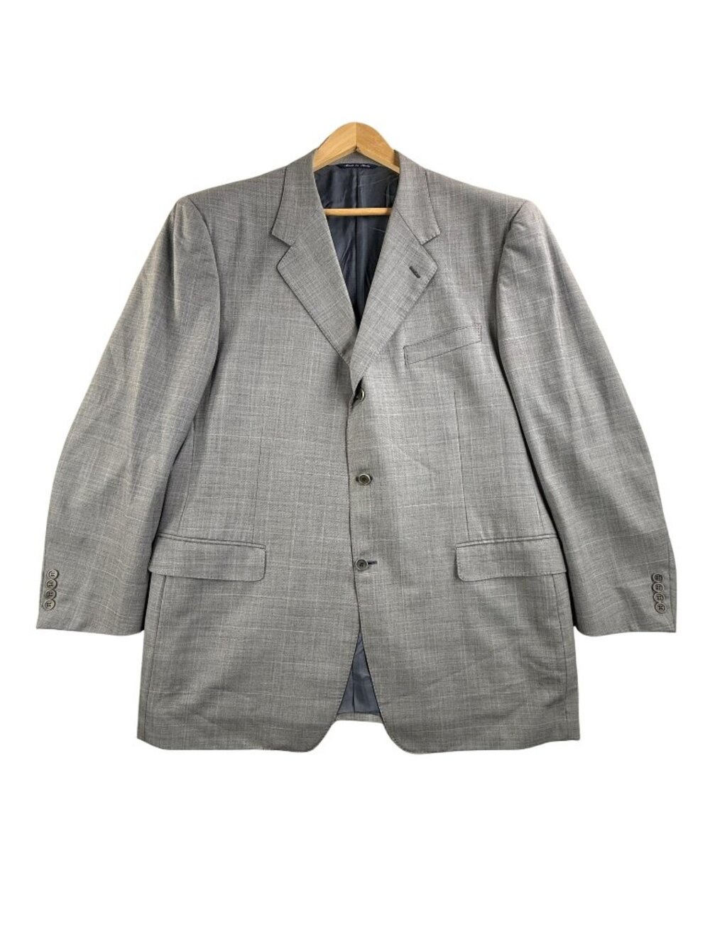 Canali Suit Jacket Mens EU 58 Gray Check Super 120s Wool Made Italy Sport Coat